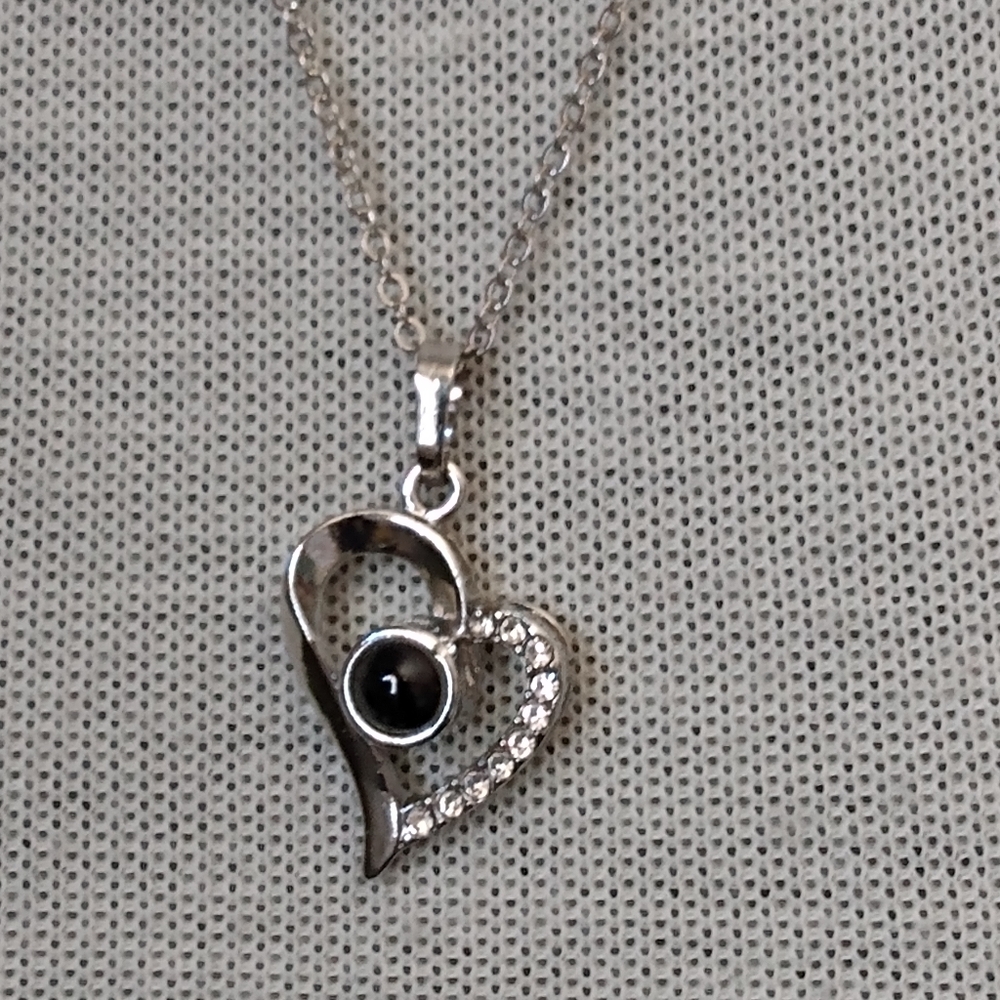 I Love You Silver Tone Heart Necklace